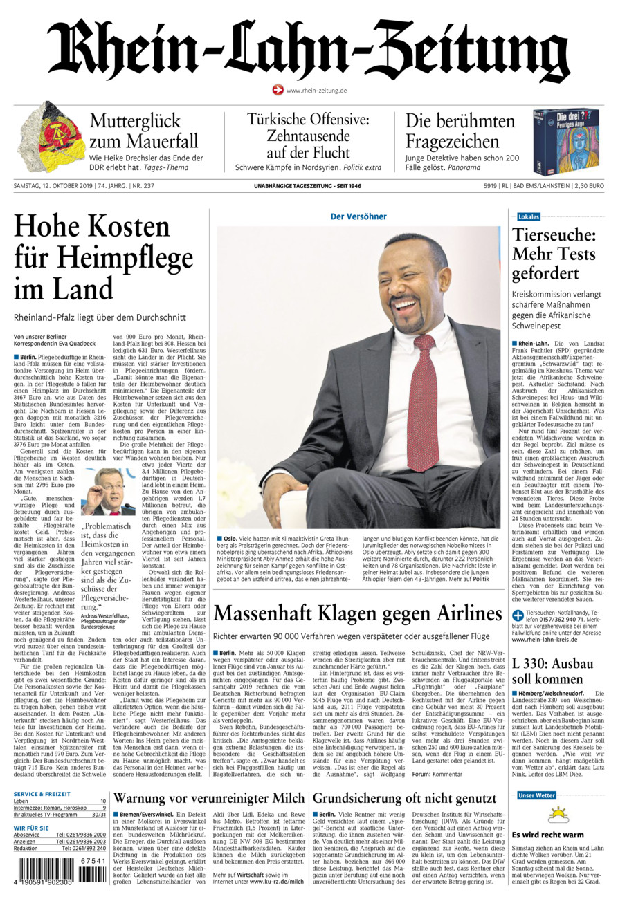 Rhein-Lahn-Zeitung vom Samstag, 12.10.2019
