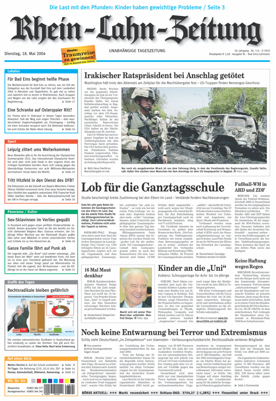 Rhein-Lahn-Zeitung vom Dienstag, 18.05.2004