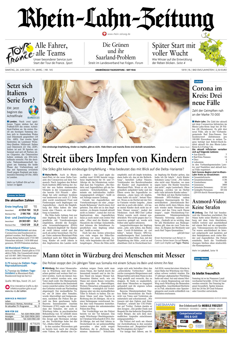 Rhein-Lahn-Zeitung vom Samstag, 26.06.2021