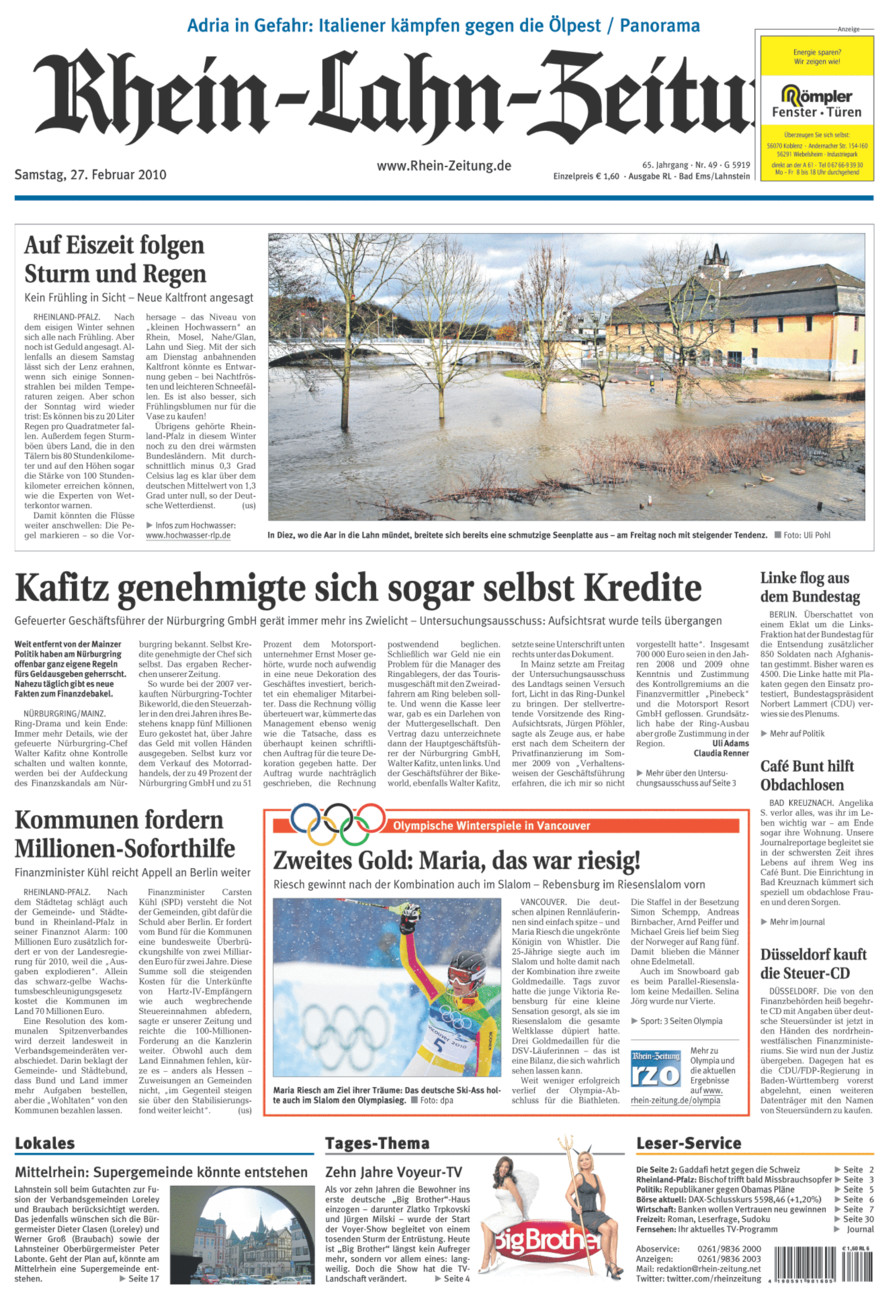 Rhein-Lahn-Zeitung vom Samstag, 27.02.2010