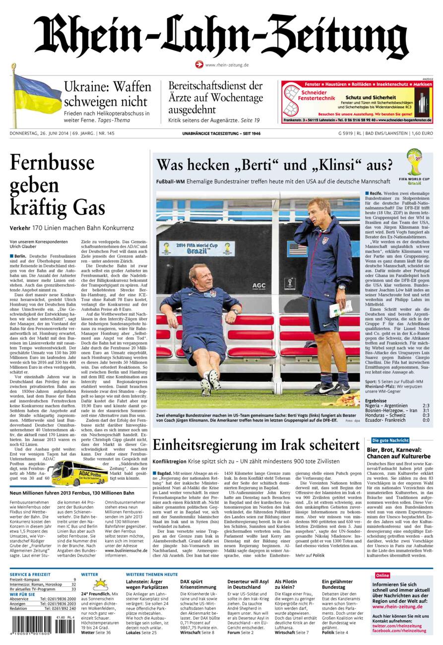 Rhein-Lahn-Zeitung vom Donnerstag, 26.06.2014