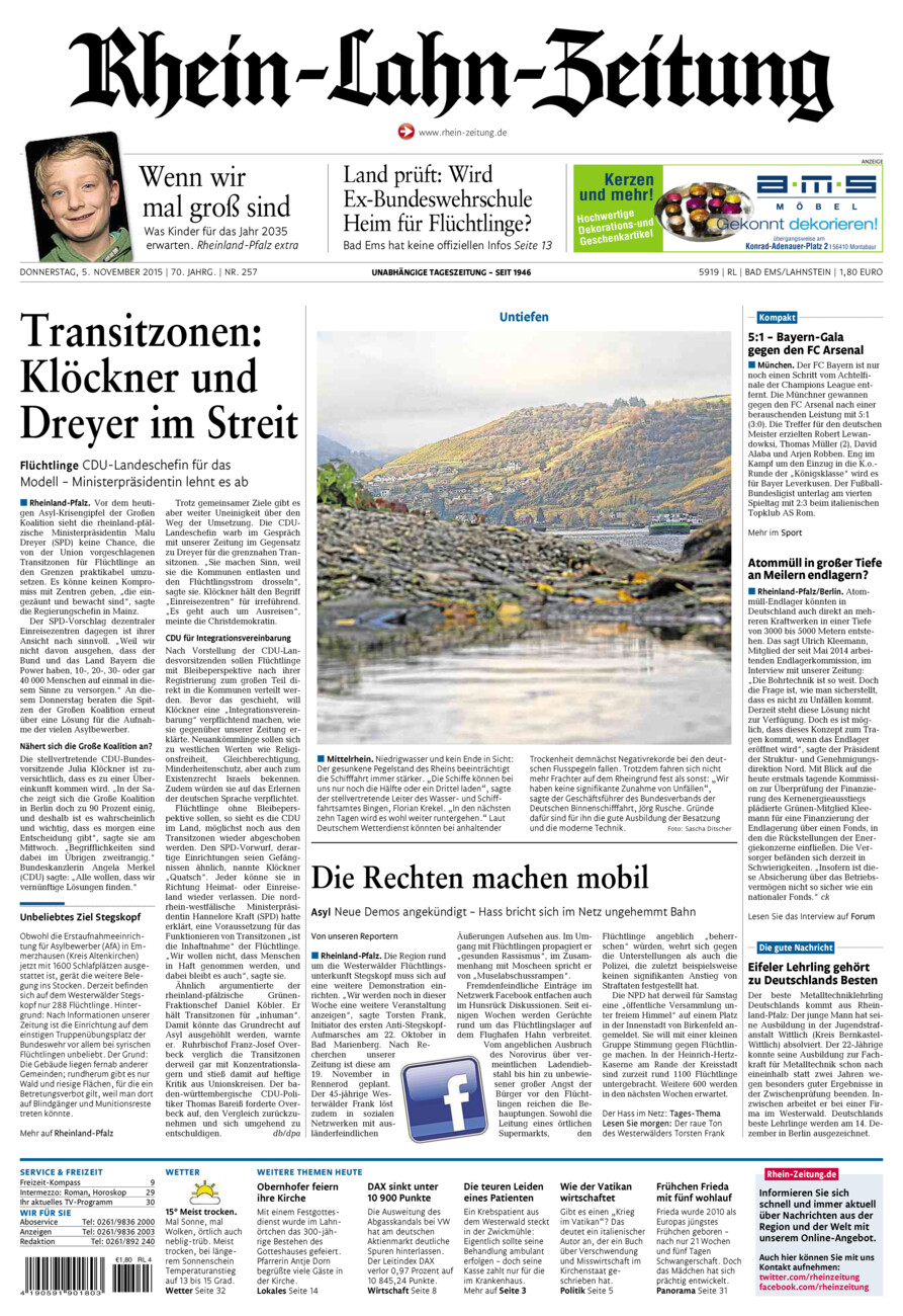Rhein-Lahn-Zeitung vom Donnerstag, 05.11.2015