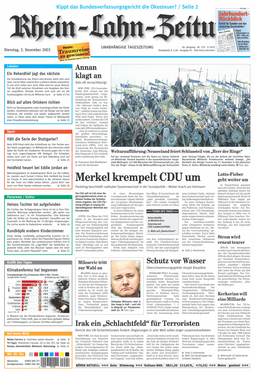 Rhein-Lahn-Zeitung vom Dienstag, 02.12.2003
