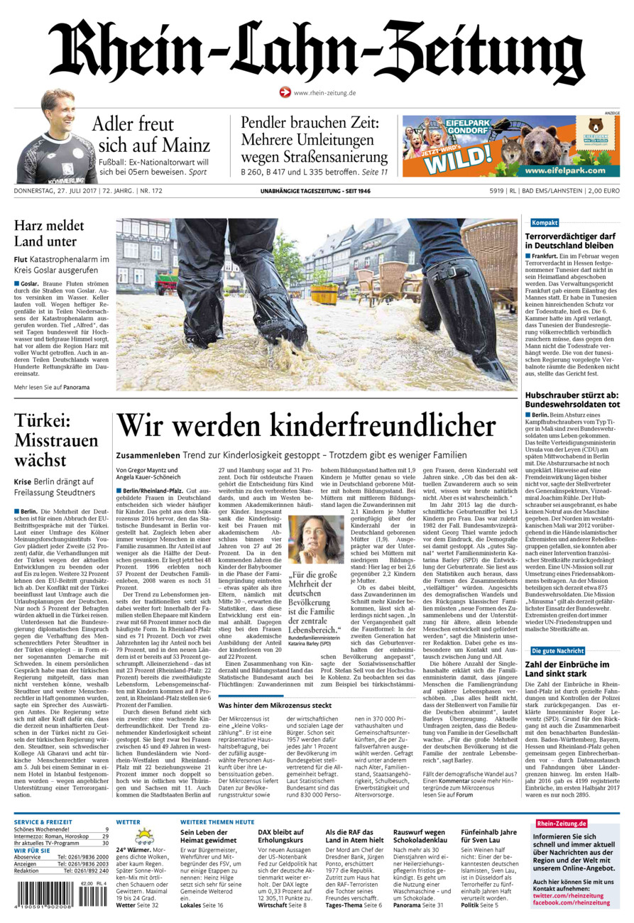 Rhein-Lahn-Zeitung vom Donnerstag, 27.07.2017
