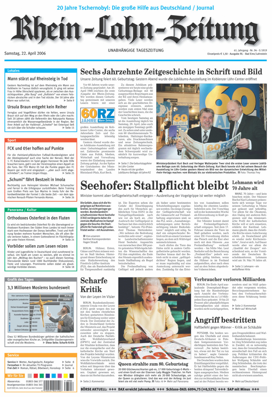 Rhein-Lahn-Zeitung vom Samstag, 22.04.2006