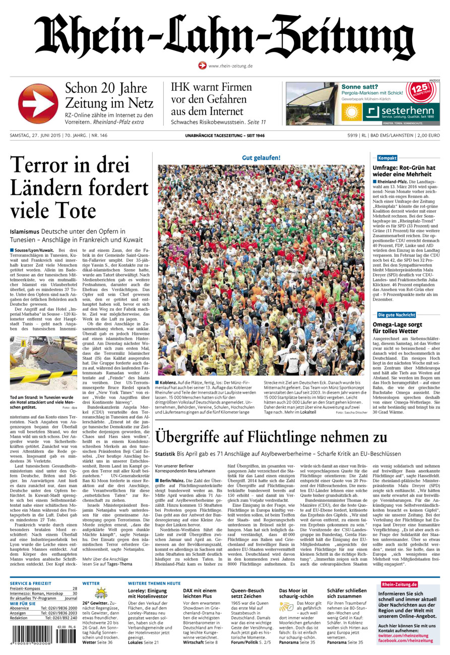 Rhein-Lahn-Zeitung vom Samstag, 27.06.2015