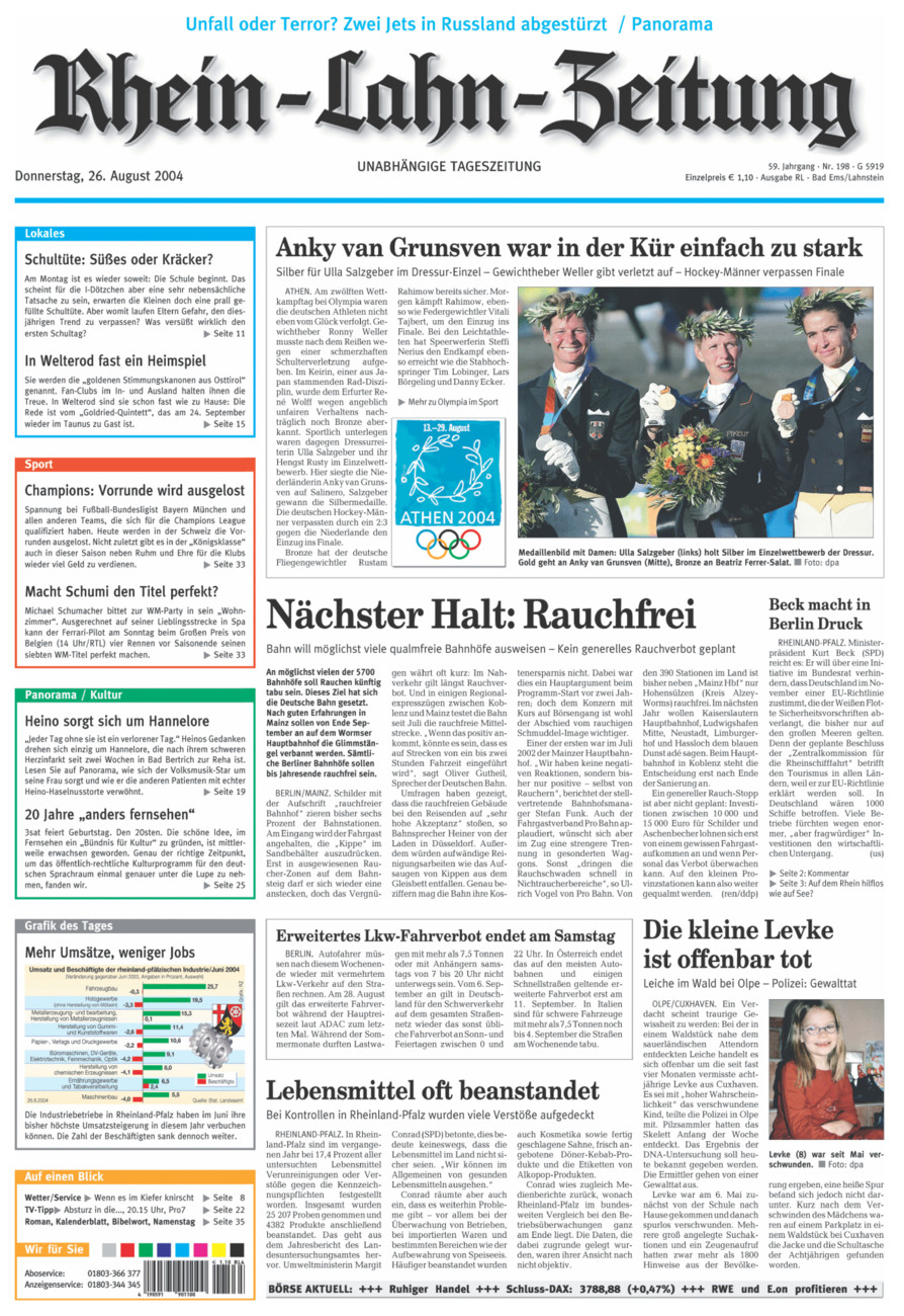Rhein-Lahn-Zeitung vom Donnerstag, 26.08.2004