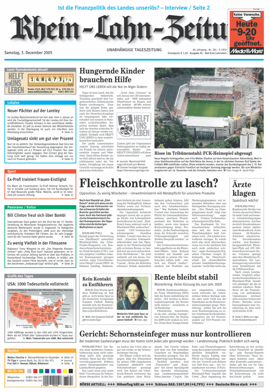 Rhein-Lahn-Zeitung vom Samstag, 03.12.2005