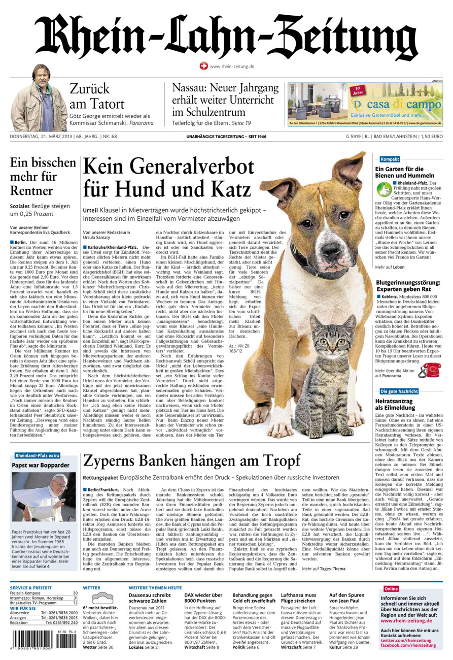 Rhein-Lahn-Zeitung vom Donnerstag, 21.03.2013