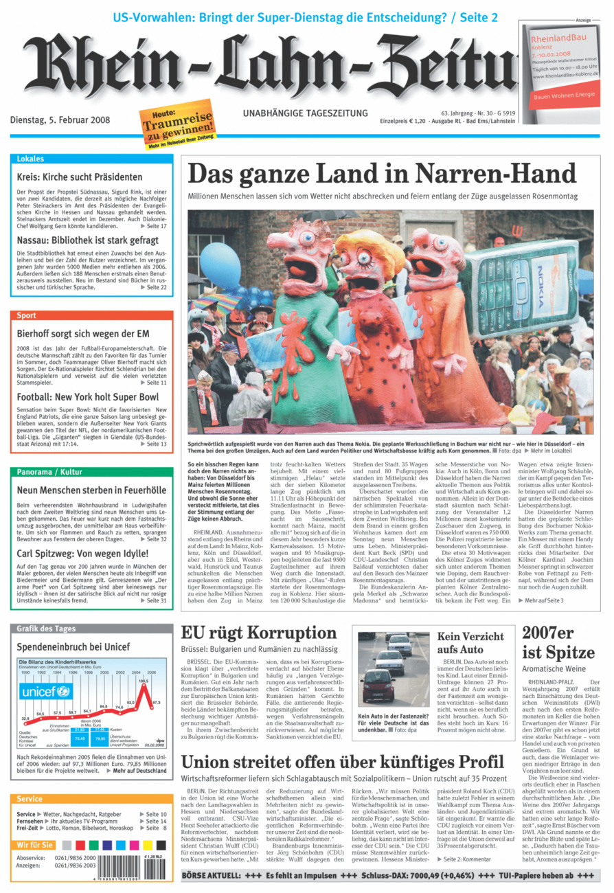 Rhein-Lahn-Zeitung vom Dienstag, 05.02.2008