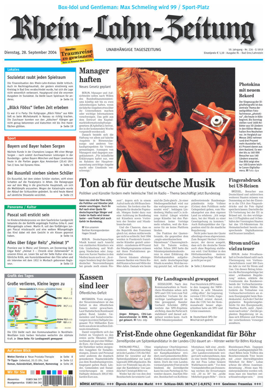 Rhein-Lahn-Zeitung vom Dienstag, 28.09.2004