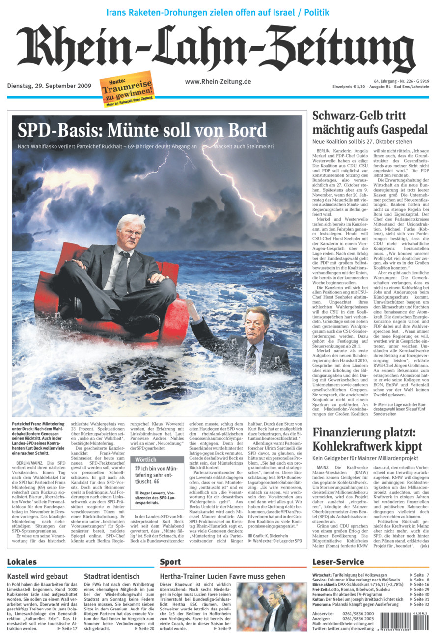 Rhein-Lahn-Zeitung vom Dienstag, 29.09.2009