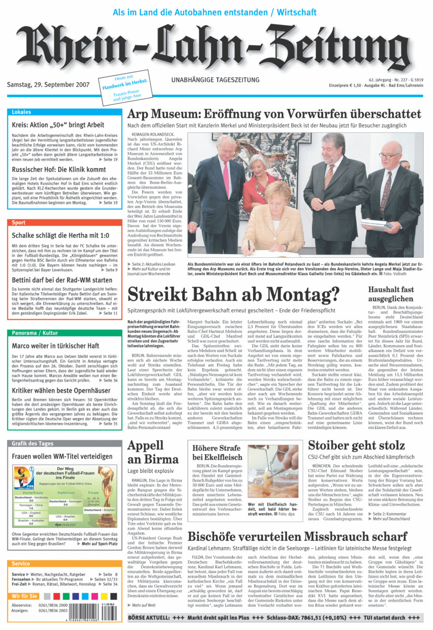 Rhein-Lahn-Zeitung vom Samstag, 29.09.2007