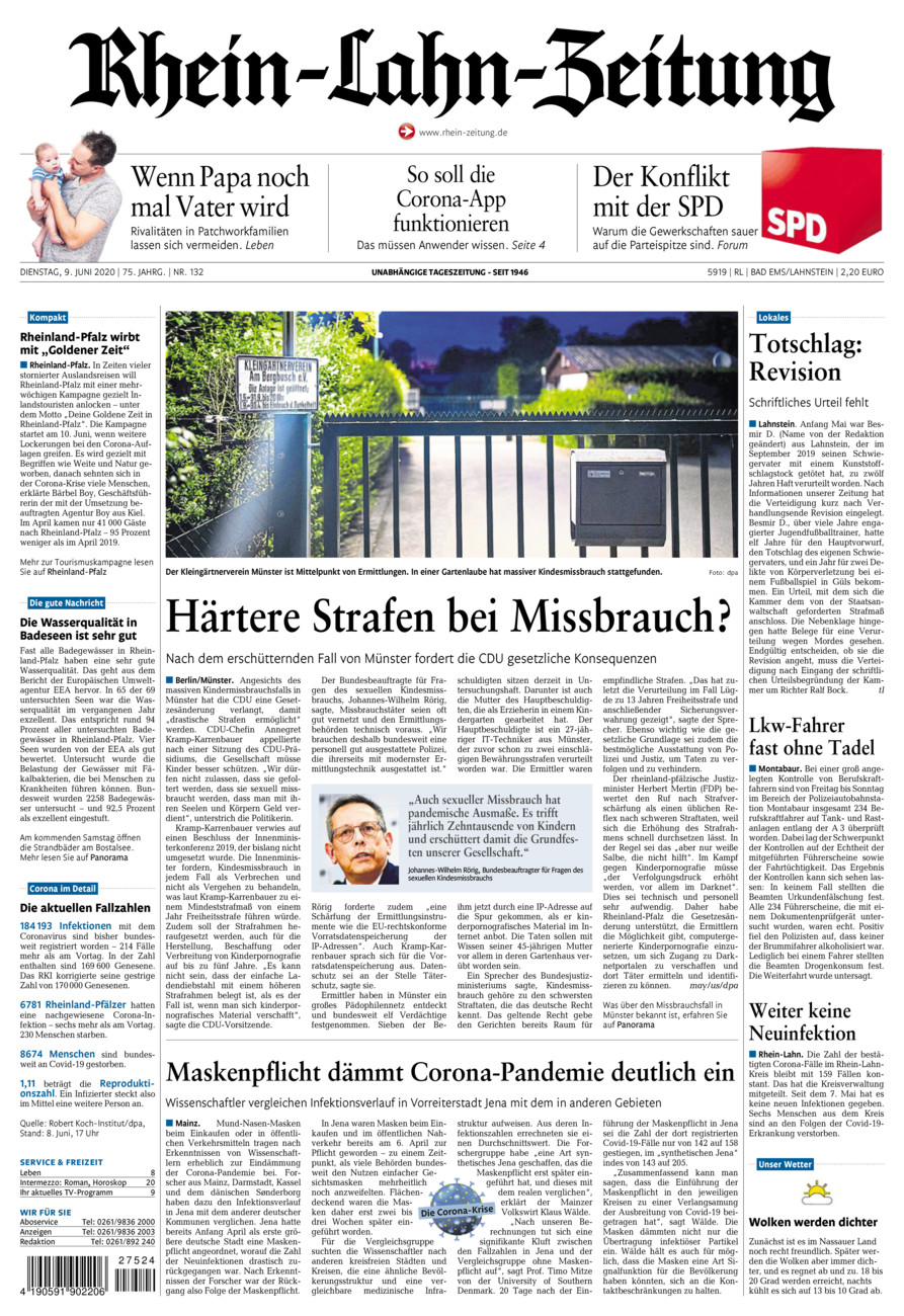 Rhein-Lahn-Zeitung vom Dienstag, 09.06.2020