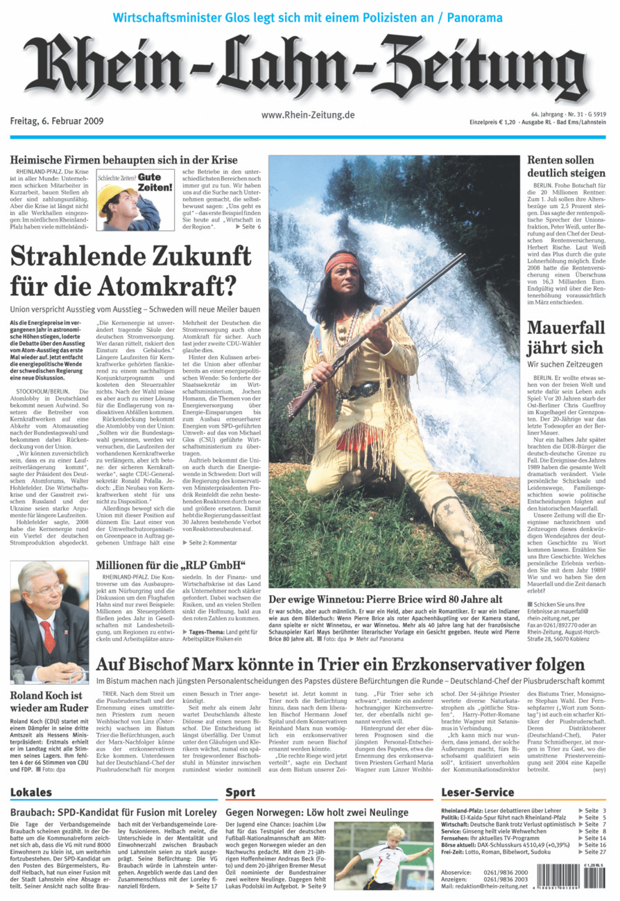 Rhein-Lahn-Zeitung vom Freitag, 06.02.2009