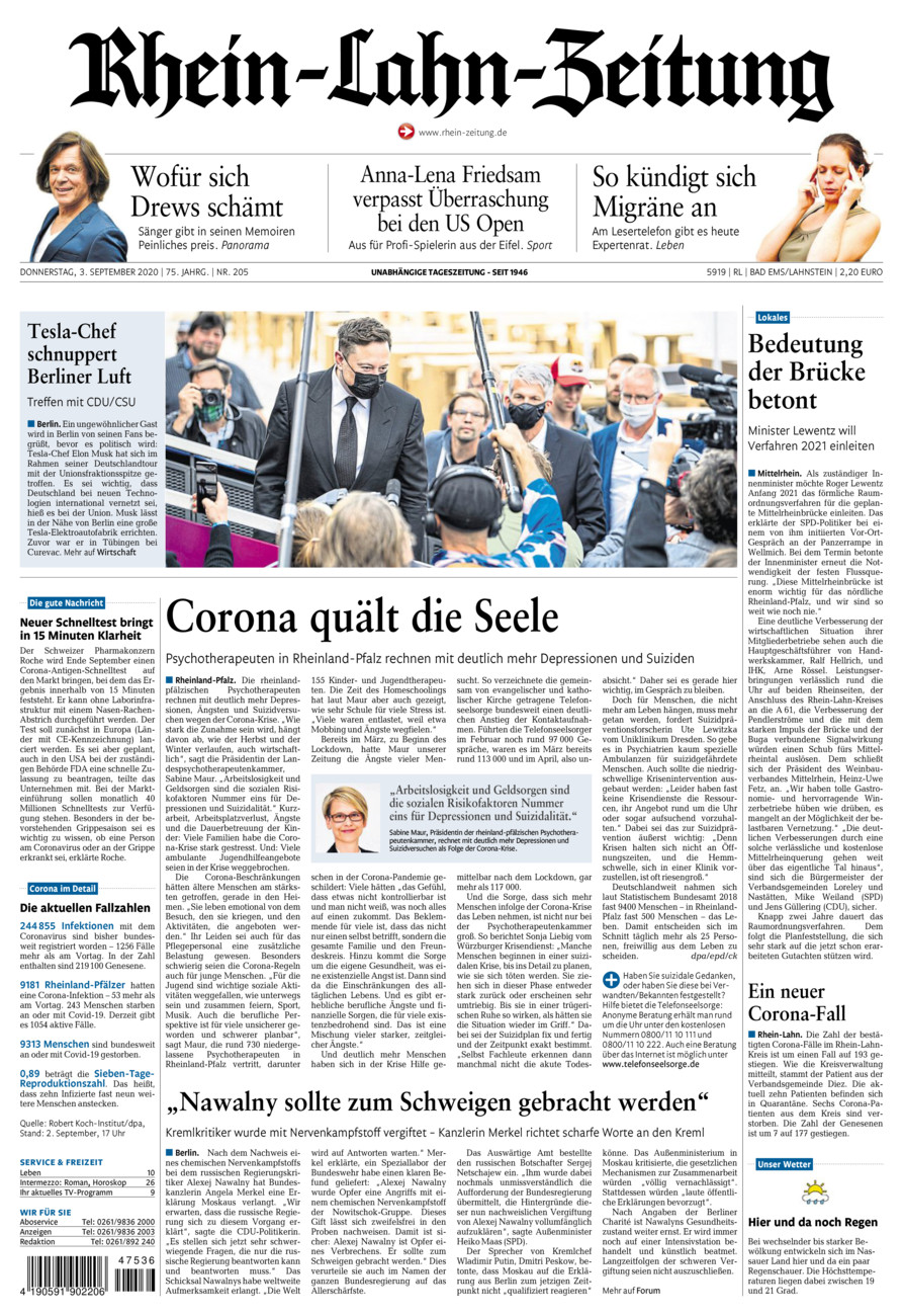 Rhein-Lahn-Zeitung vom Donnerstag, 03.09.2020