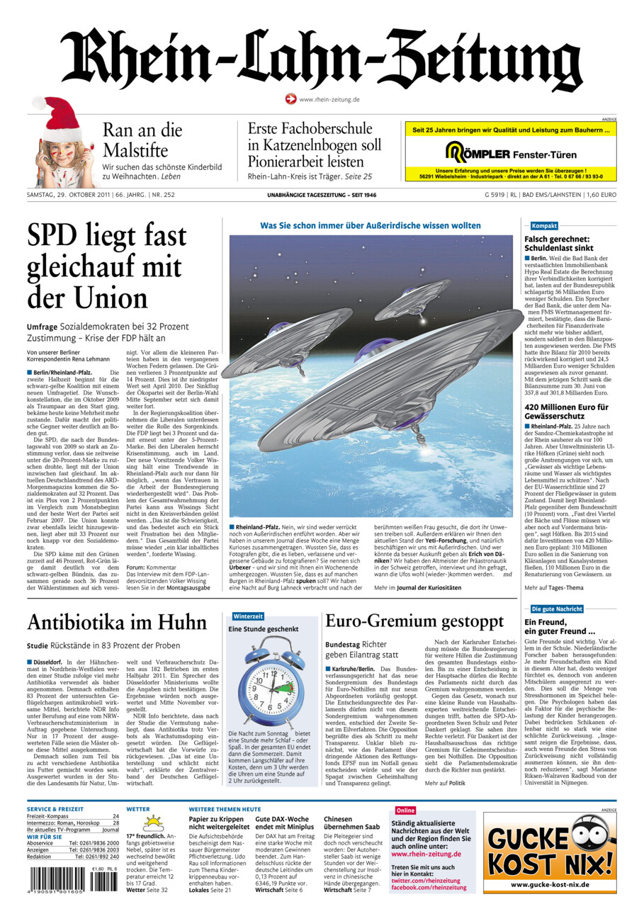 Rhein-Lahn-Zeitung vom Samstag, 29.10.2011
