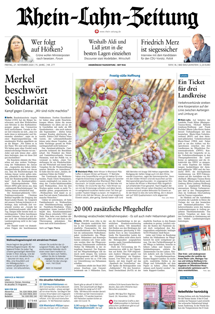Rhein-Lahn-Zeitung vom Freitag, 27.11.2020