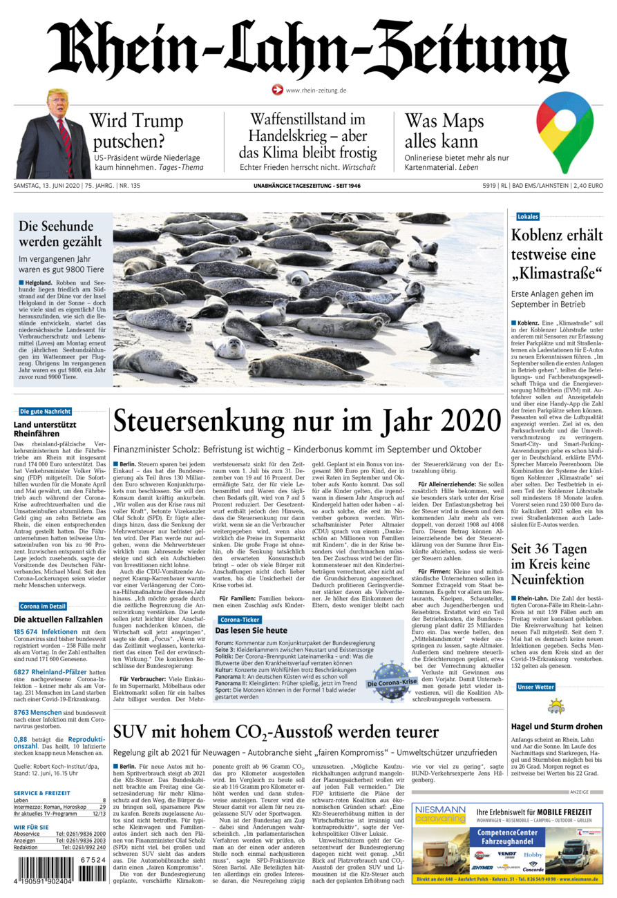Rhein-Lahn-Zeitung vom Samstag, 13.06.2020