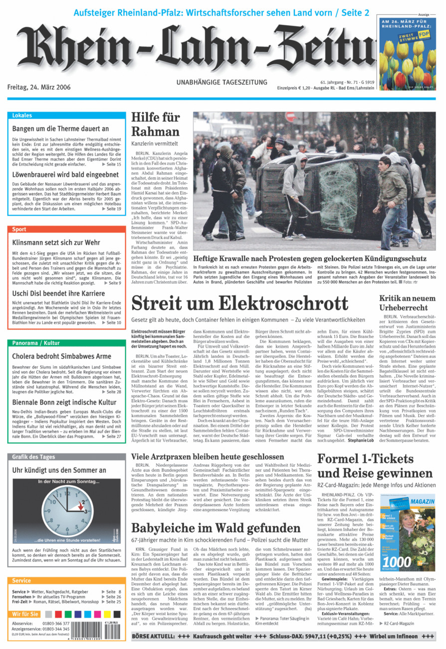 Rhein-Lahn-Zeitung vom Freitag, 24.03.2006
