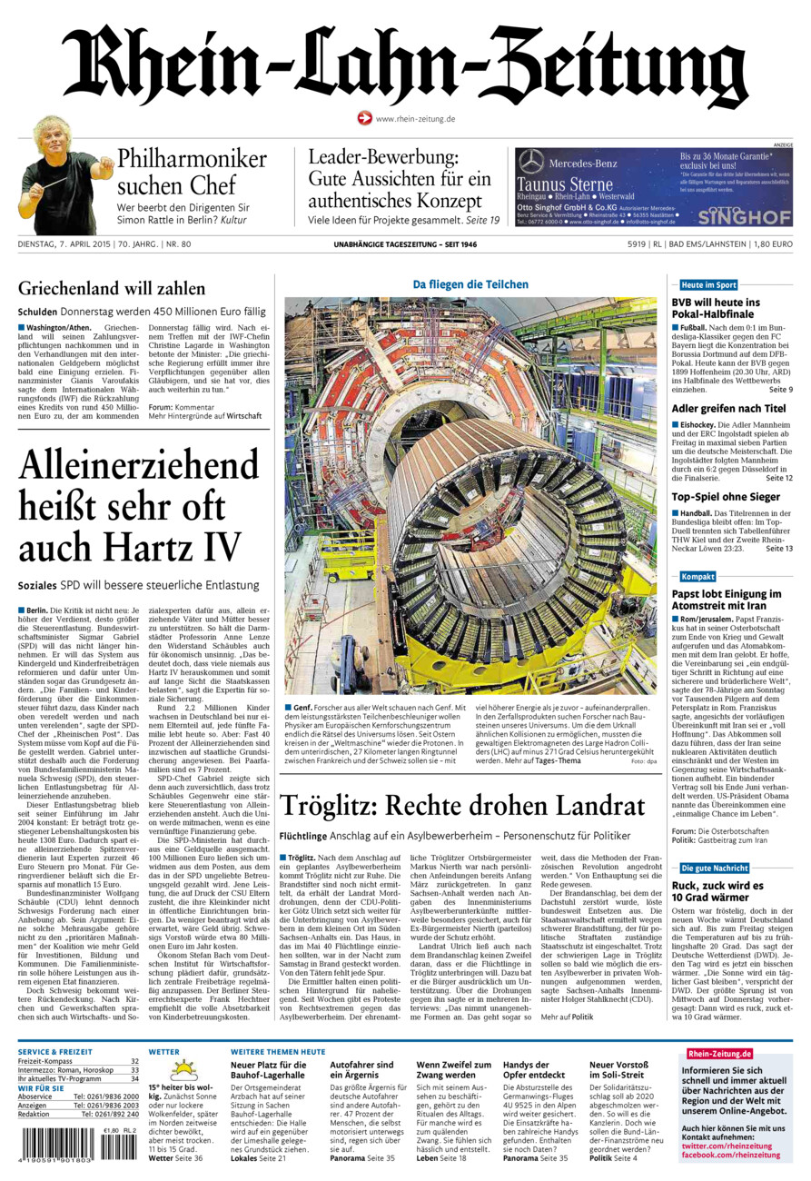 Rhein-Lahn-Zeitung vom Dienstag, 07.04.2015