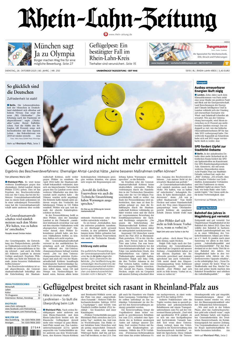 Rhein-Lahn-Zeitung vom Dienstag, 28.10.2025