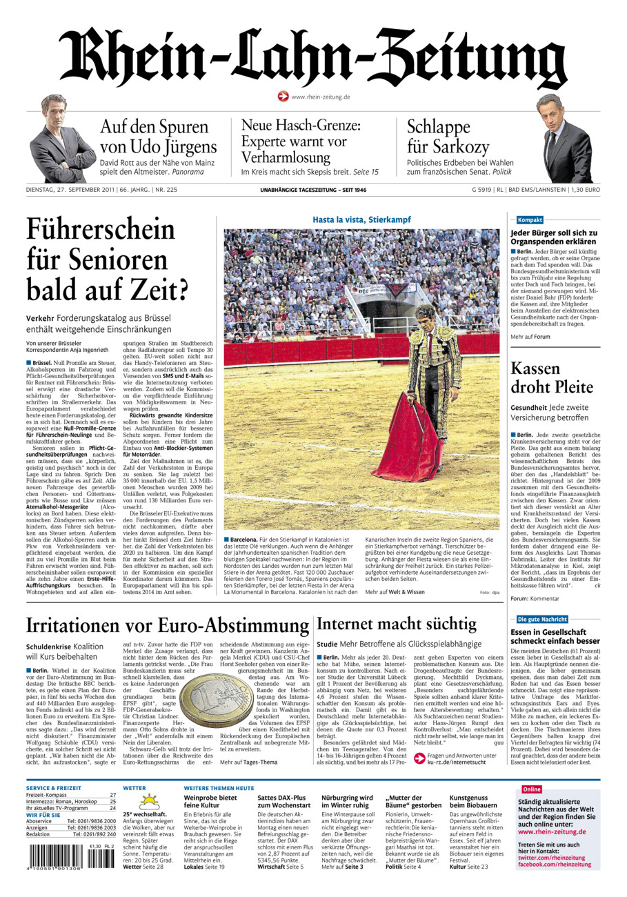 Rhein-Lahn-Zeitung vom Dienstag, 27.09.2011