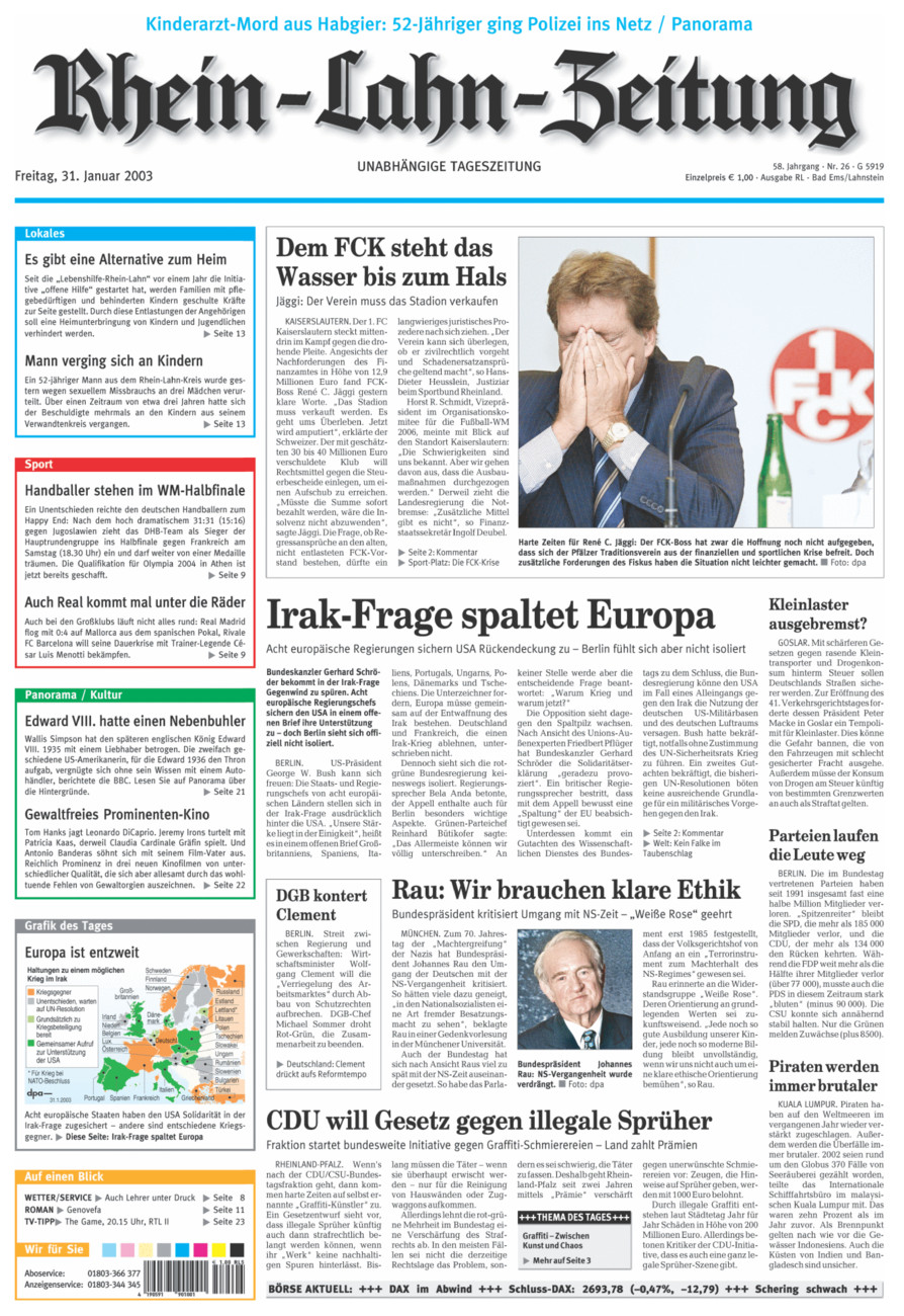 Rhein-Lahn-Zeitung vom Freitag, 31.01.2003