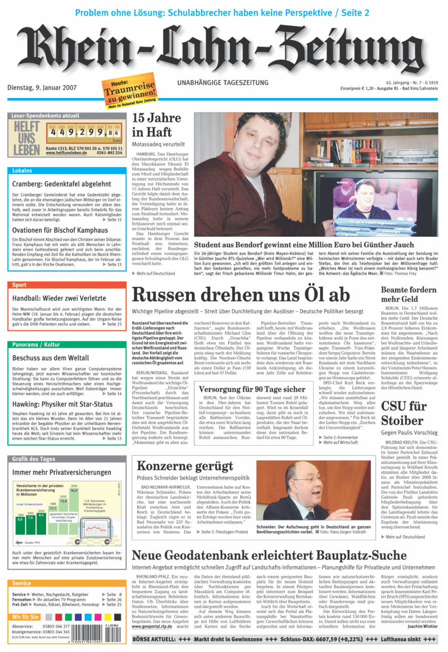 Rhein-Lahn-Zeitung vom Dienstag, 09.01.2007