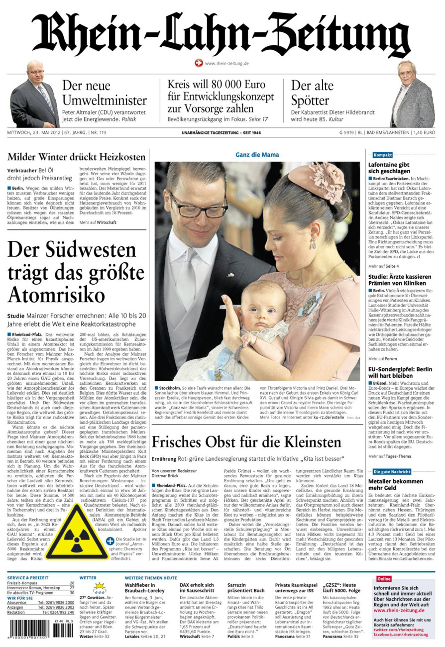 Rhein-Lahn-Zeitung vom Mittwoch, 23.05.2012