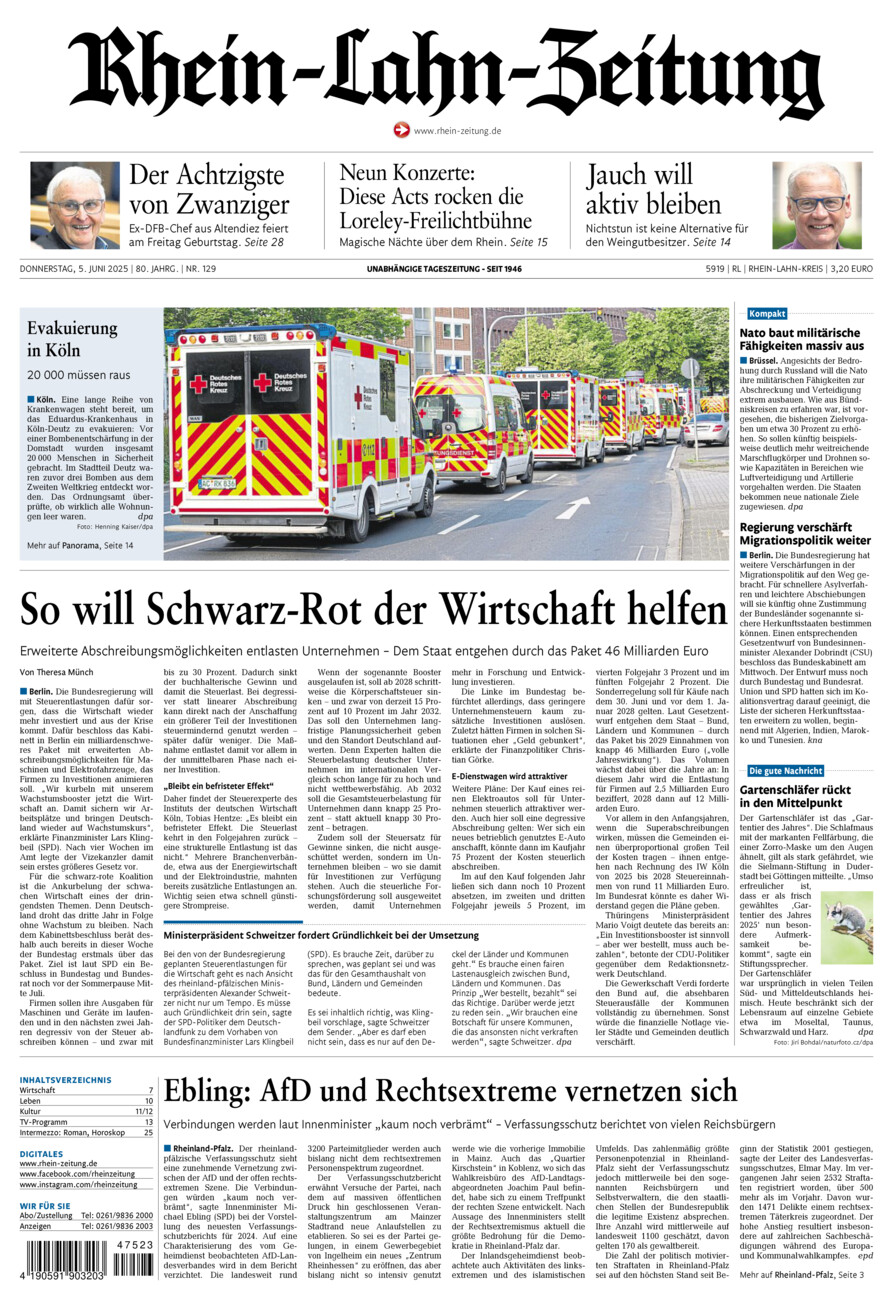 Rhein-Lahn-Zeitung vom Donnerstag, 05.06.2025