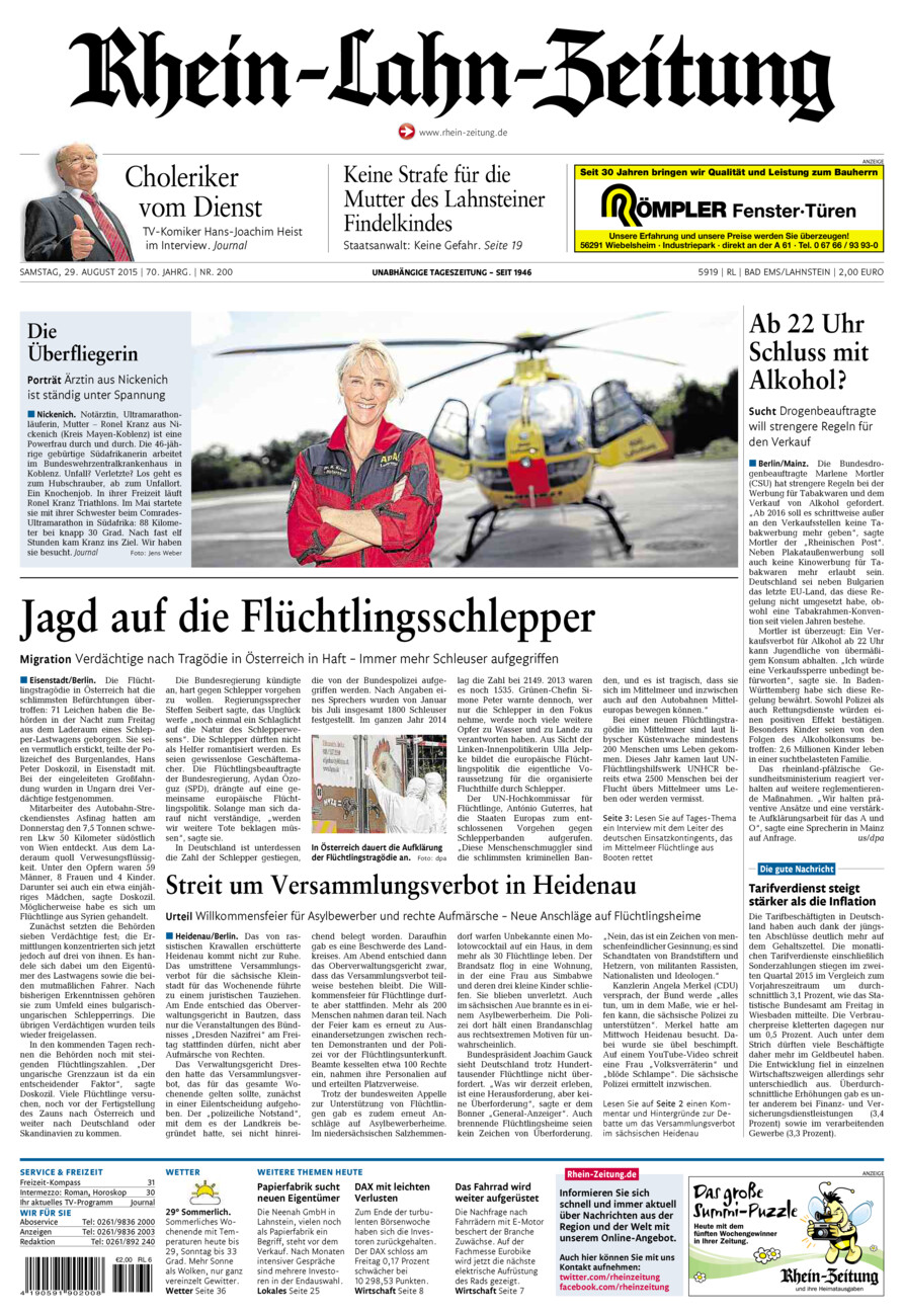 Rhein-Lahn-Zeitung vom Samstag, 29.08.2015