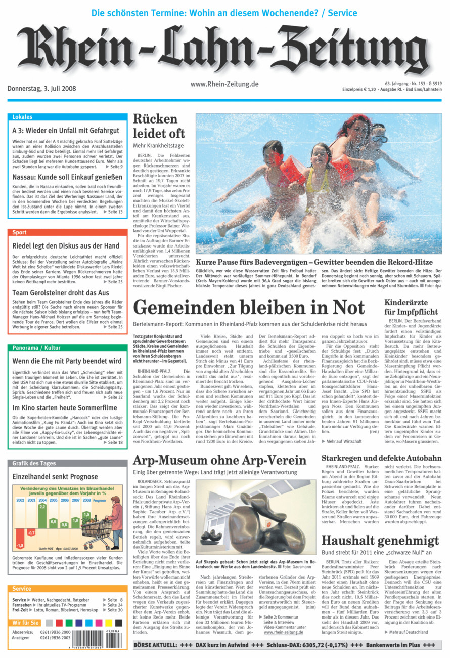 Rhein-Lahn-Zeitung vom Donnerstag, 03.07.2008