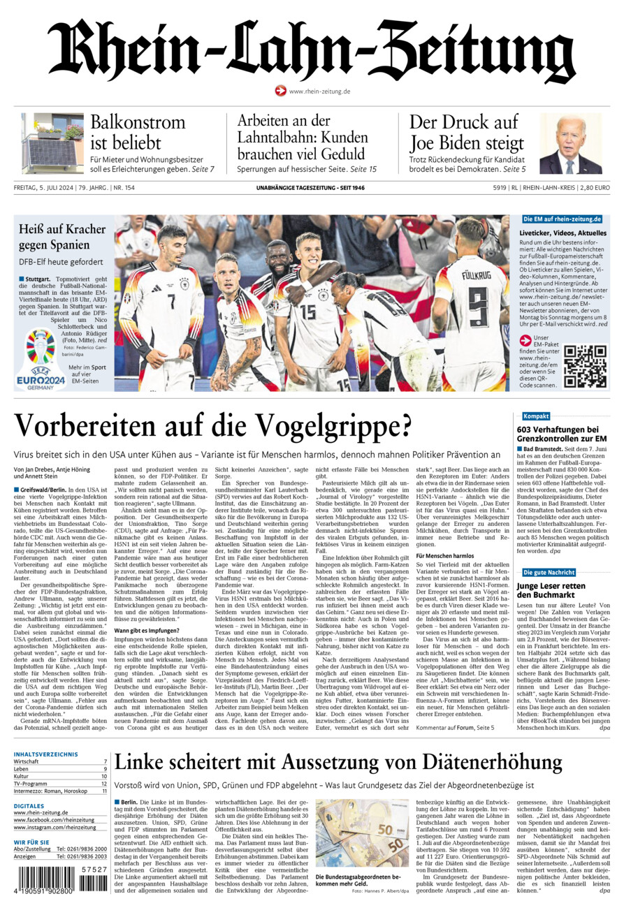 Rhein-Lahn-Zeitung vom Freitag, 05.07.2024