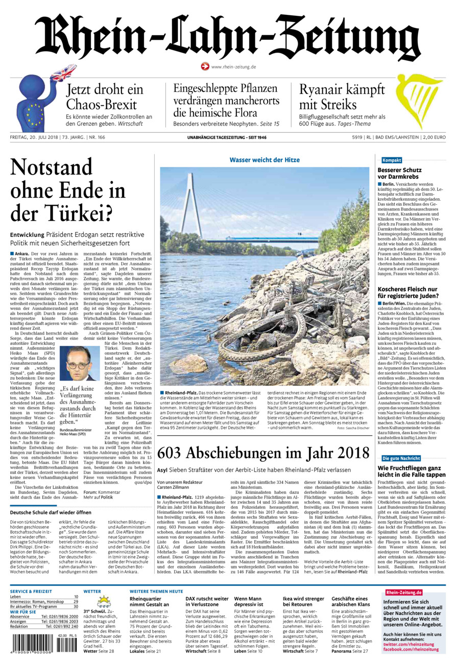 Rhein-Lahn-Zeitung vom Freitag, 20.07.2018