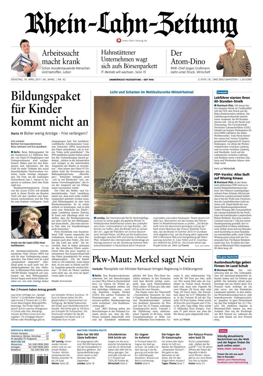 Rhein-Lahn-Zeitung vom Dienstag, 19.04.2011