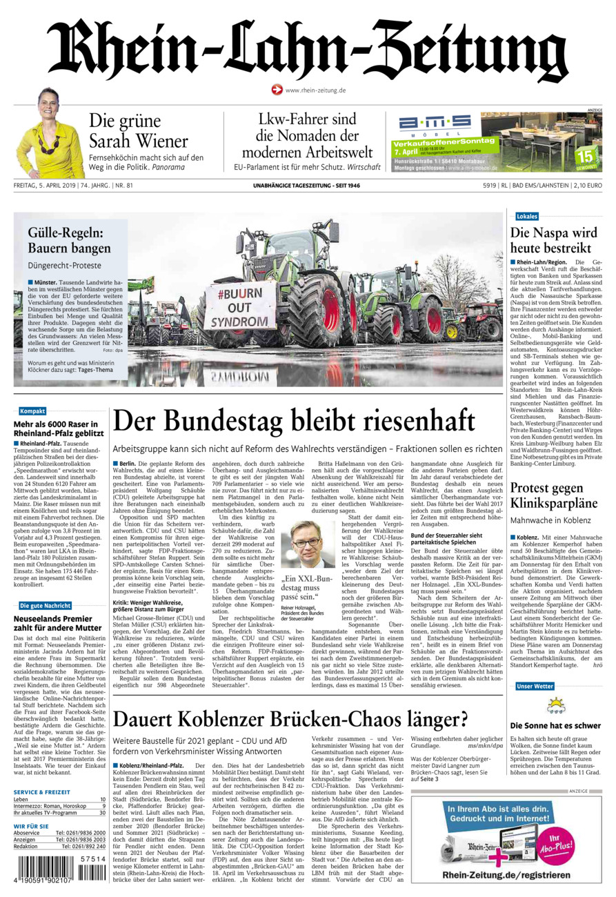 Rhein-Lahn-Zeitung vom Freitag, 05.04.2019