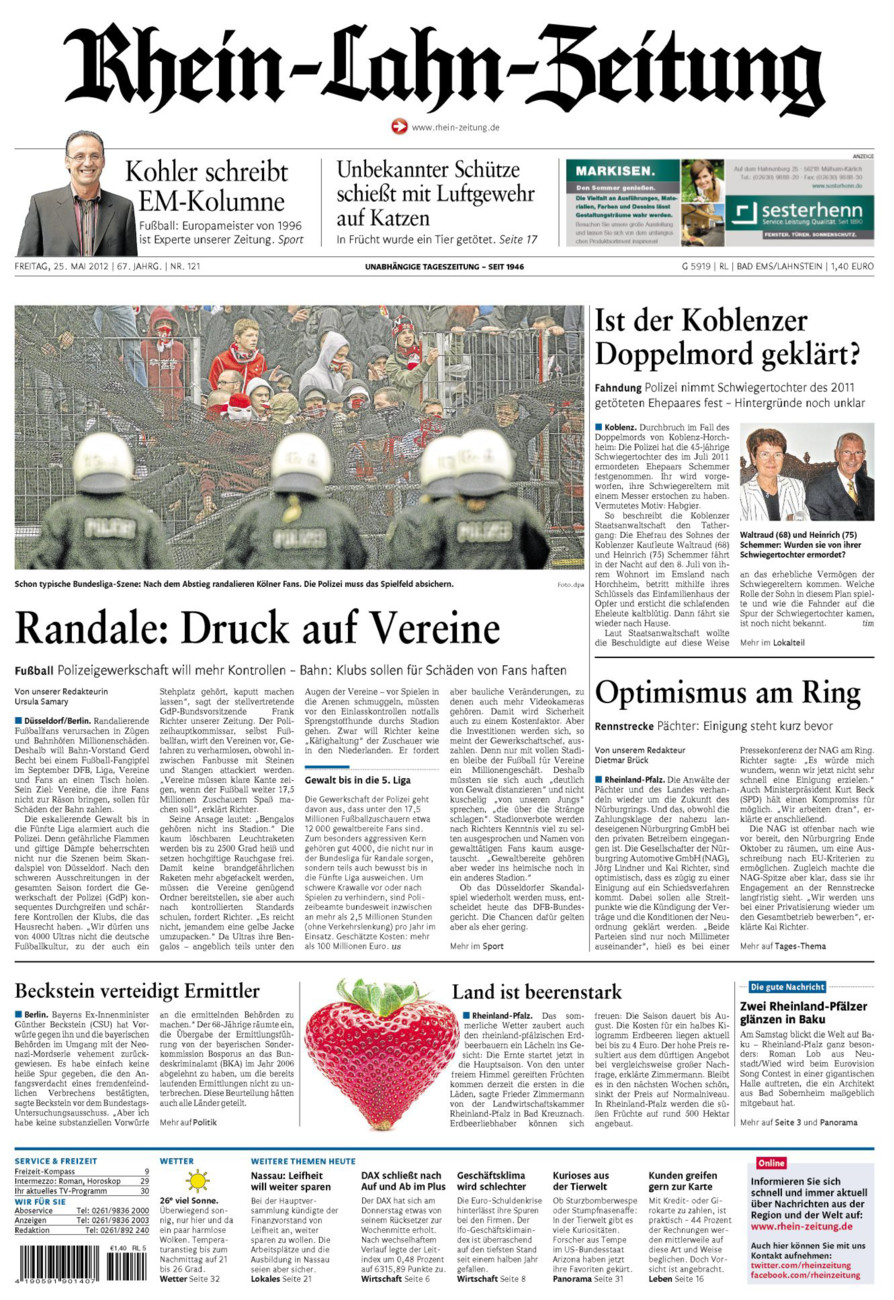 Rhein-Lahn-Zeitung vom Freitag, 25.05.2012