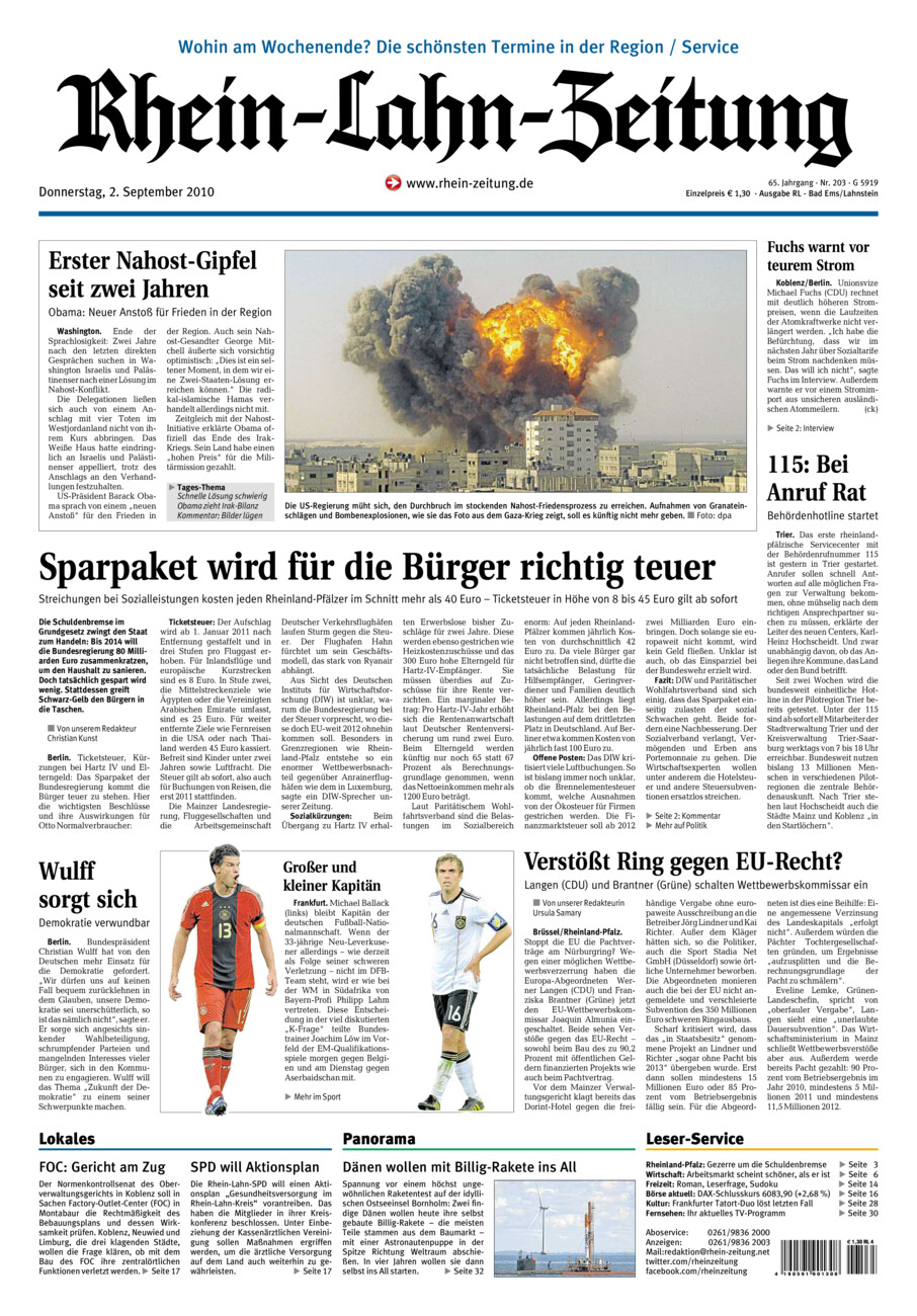 Rhein-Lahn-Zeitung vom Donnerstag, 02.09.2010