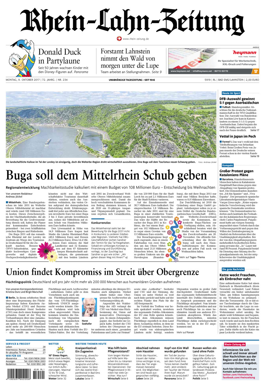 Rhein-Lahn-Zeitung vom Montag, 09.10.2017