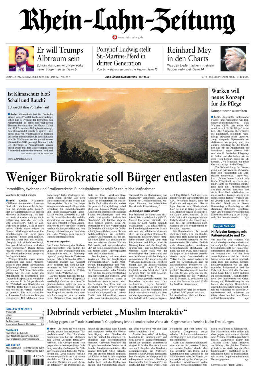 Rhein-Lahn-Zeitung vom Donnerstag, 06.11.2025