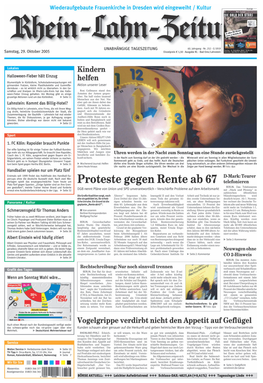 Rhein-Lahn-Zeitung vom Samstag, 29.10.2005