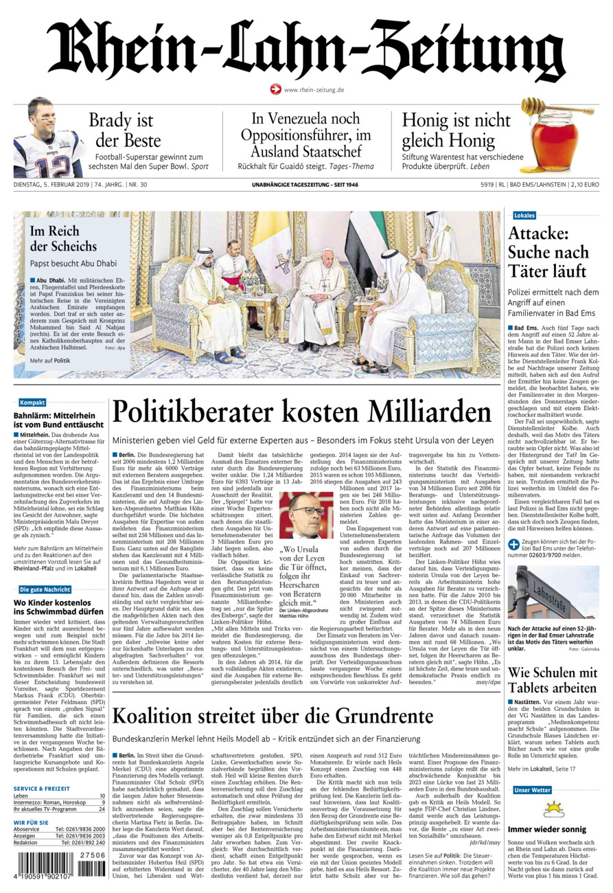 Rhein-Lahn-Zeitung vom Dienstag, 05.02.2019