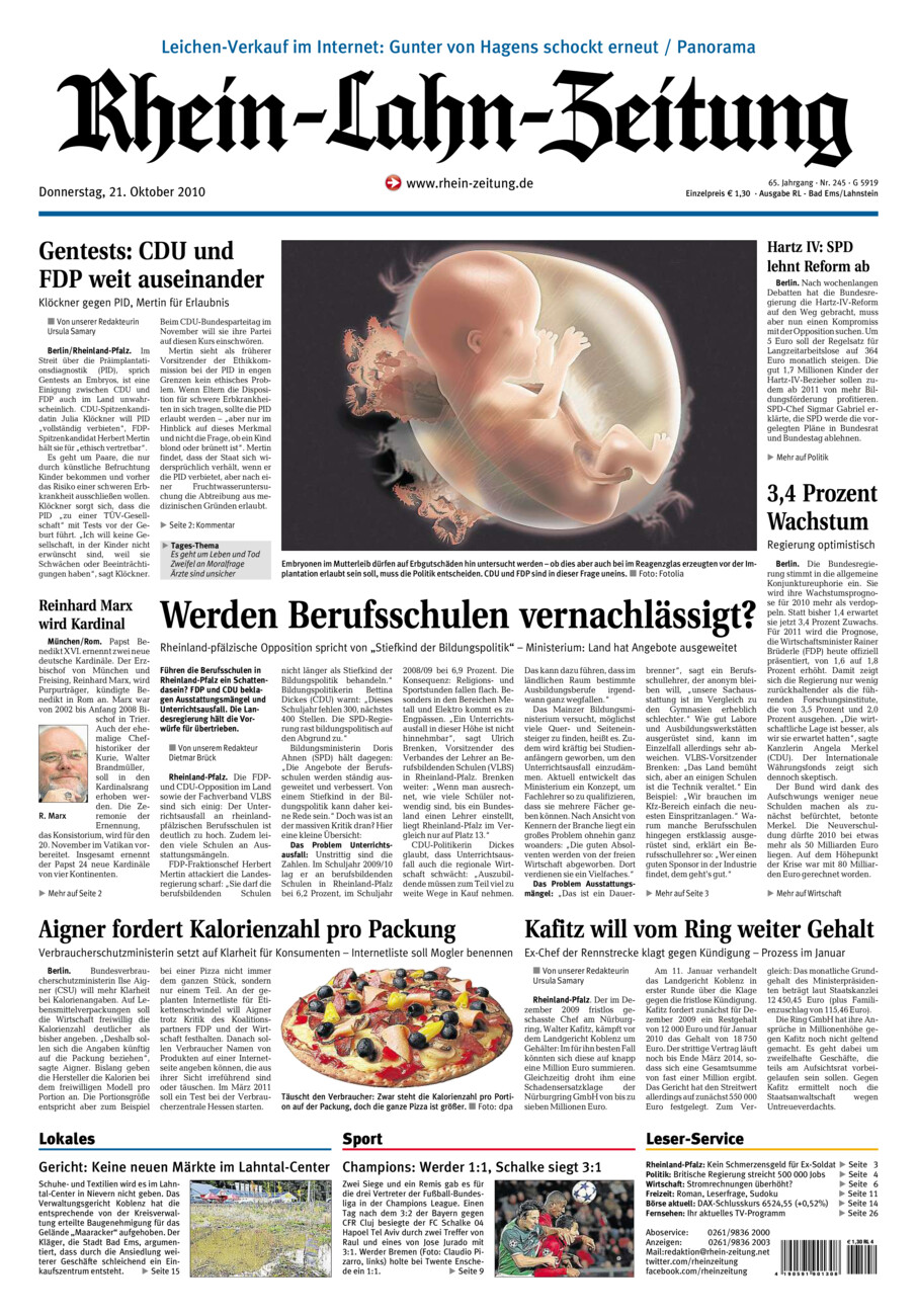 Rhein-Lahn-Zeitung vom Donnerstag, 21.10.2010