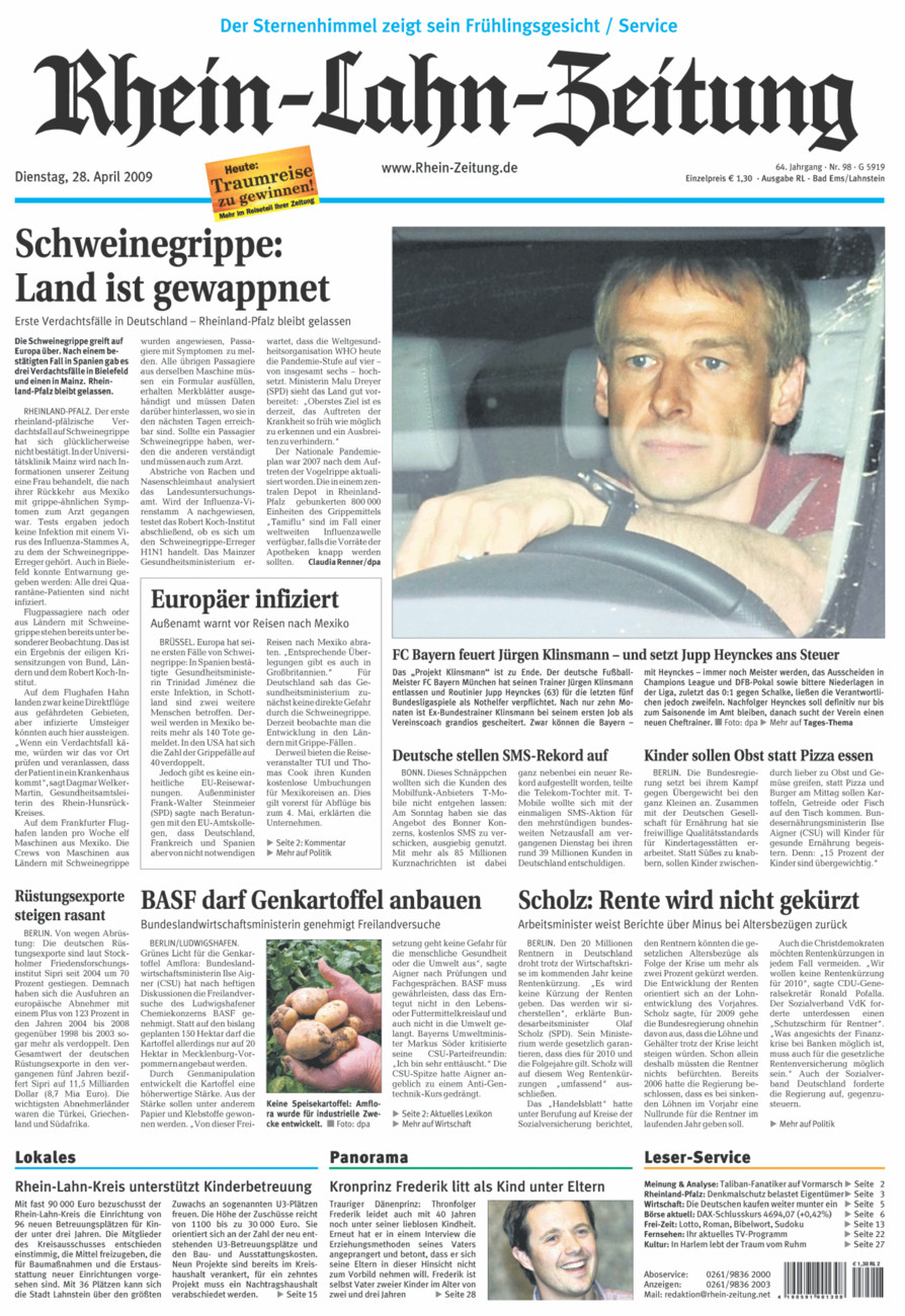 Rhein-Lahn-Zeitung vom Dienstag, 28.04.2009