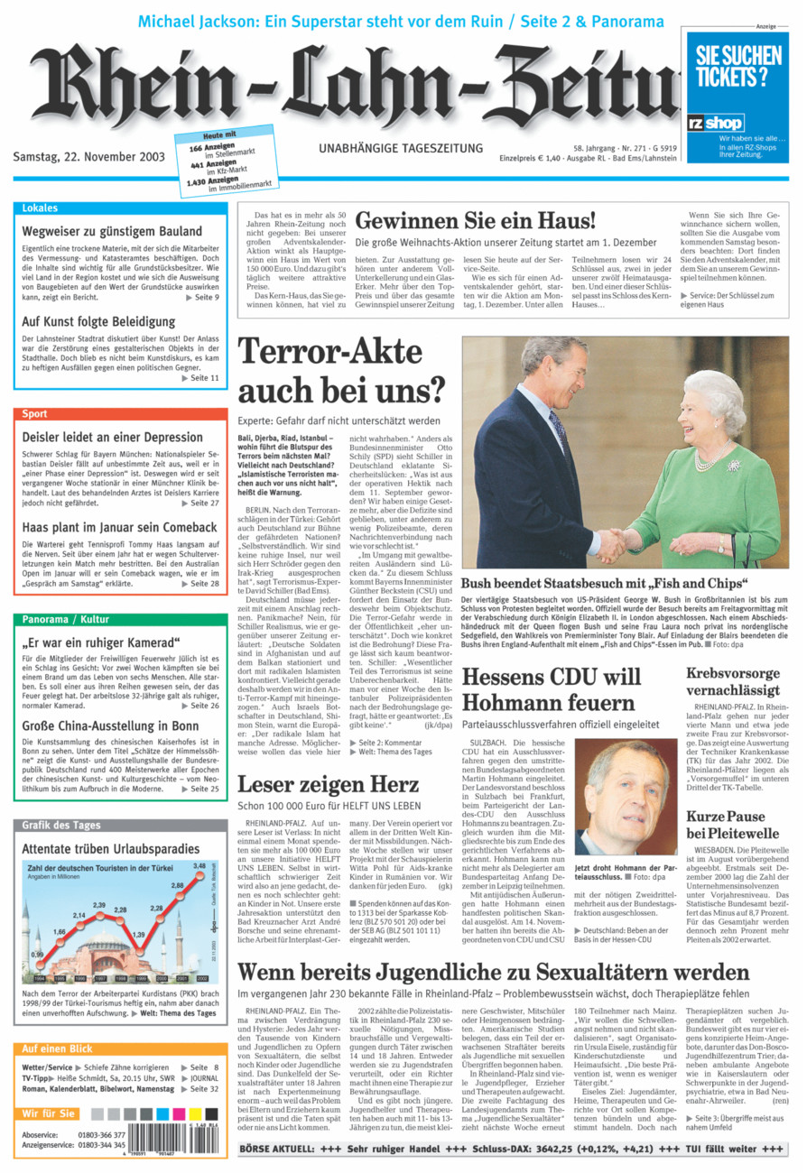 Rhein-Lahn-Zeitung vom Samstag, 22.11.2003