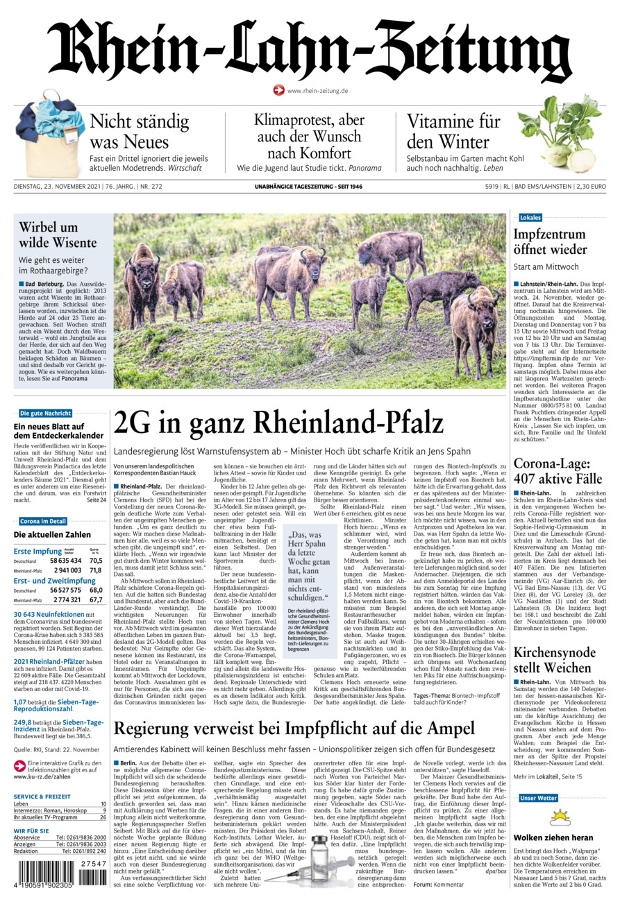Rhein-Lahn-Zeitung vom Dienstag, 23.11.2021