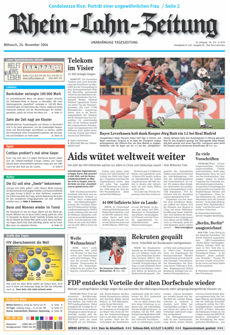 Rhein-Lahn-Zeitung vom Mittwoch, 24.11.2004