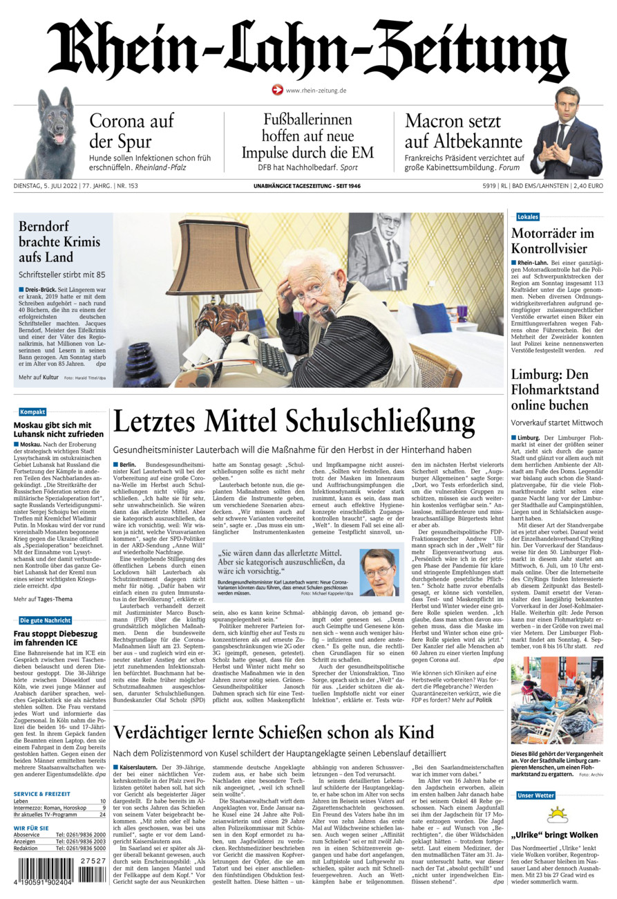 Rhein-Lahn-Zeitung vom Dienstag, 05.07.2022
