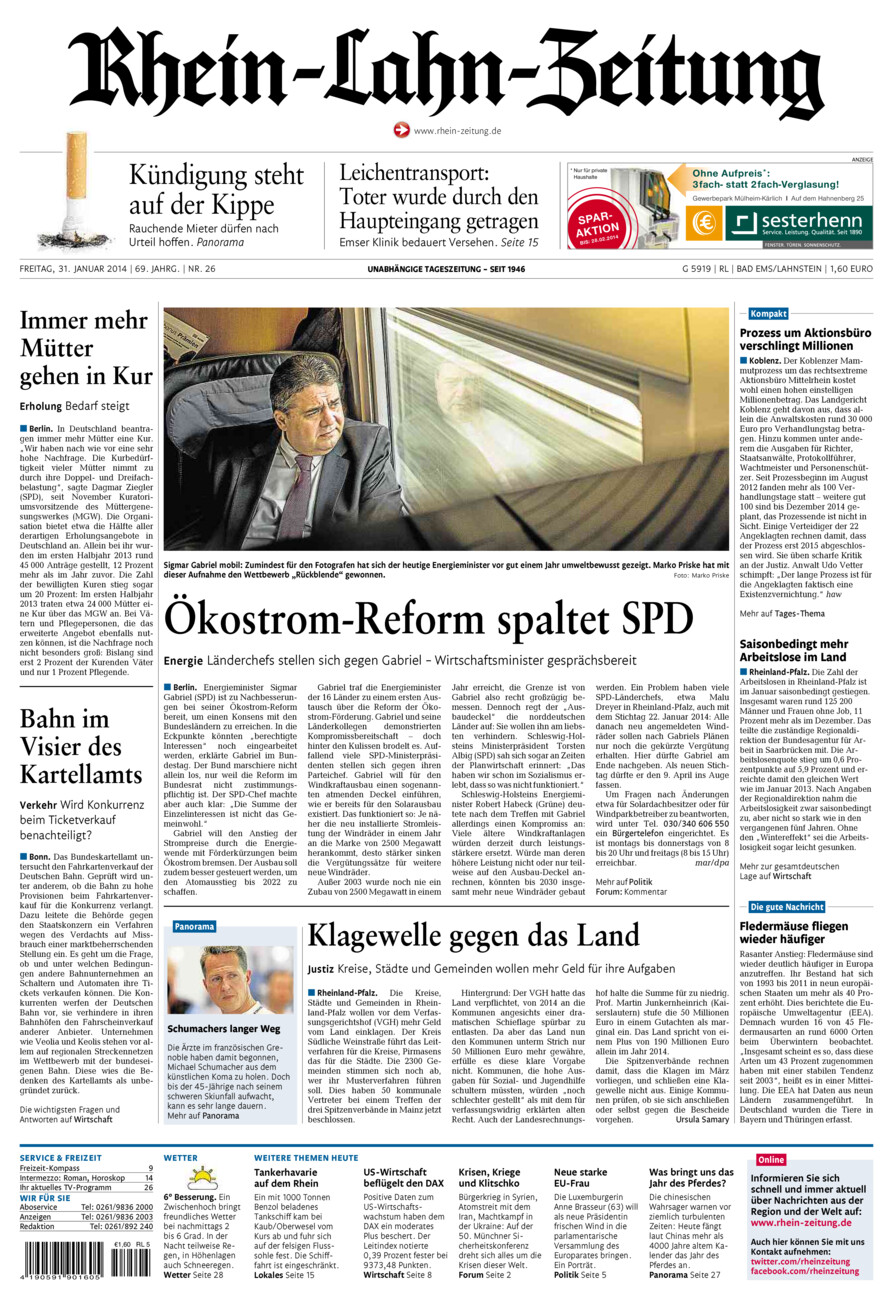 Rhein-Lahn-Zeitung vom Freitag, 31.01.2014